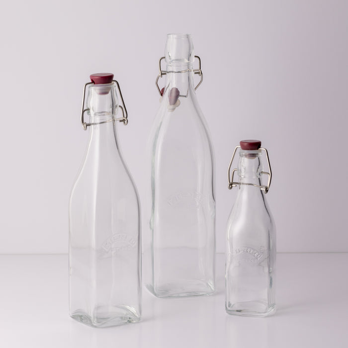 Kilner Square Clip Top Bottles-Set Of 6 (2 Each Of 9oz 16oz 34oz)