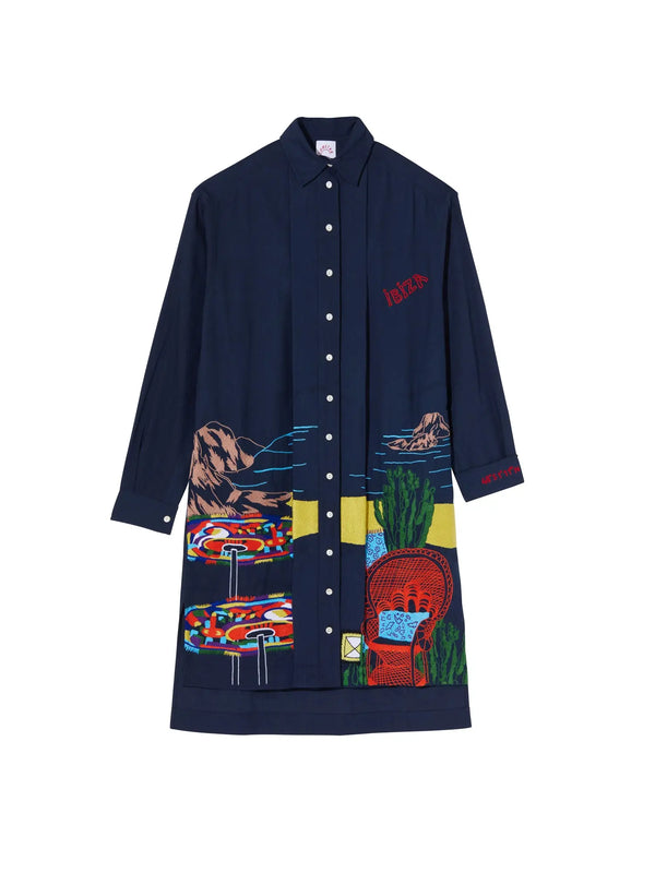 kilometre paris Ibiza Spain Palma de Mallorca Navy Blue - K-shirt button down