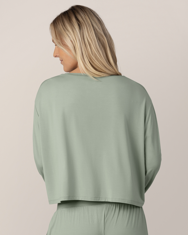 Kindred Bravely Aria Bamboo Casual Cropped Long Sleeve Top Aqua Mist