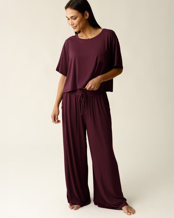 Kindred Bravely Aria Bamboo Casual Lounge Pant Deep Burgundy