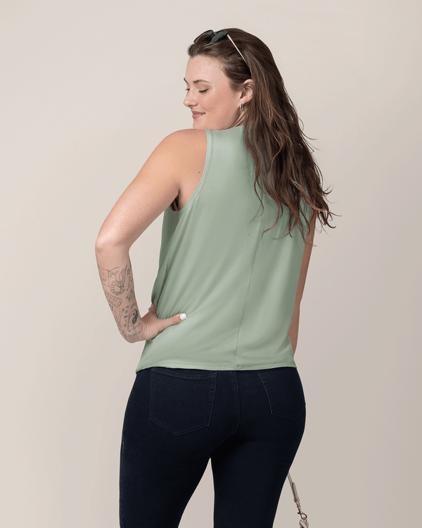 Kindred Bravely Bamboo Draped Nursing Tank Aqua Mist