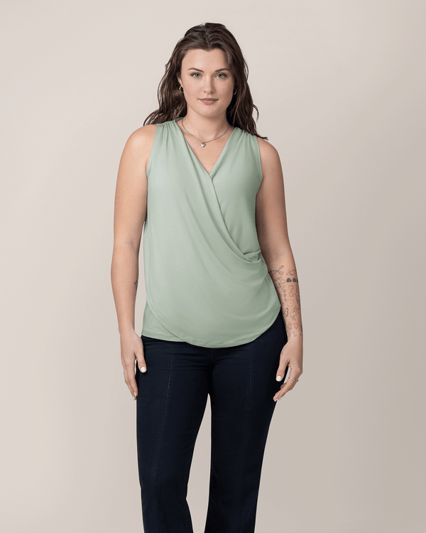 kindred bravely Bamboo Draped Nursing Tank Aqua Mist