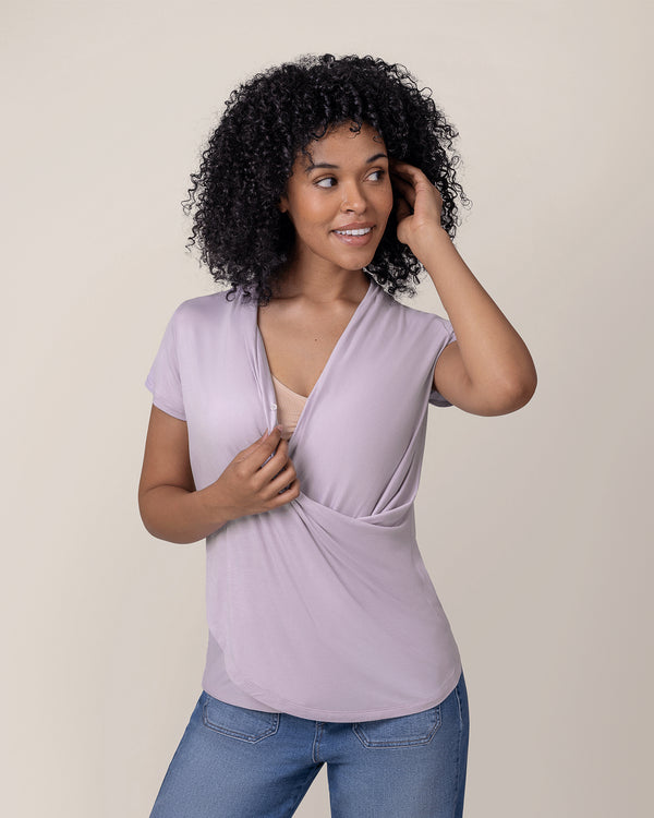 Kindred Bravely Bamboo Draped Nursing Top Lavender Mist