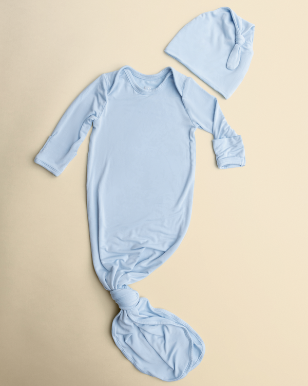 Kindred Bravely Bamboo Knotted Baby Gown French Blue
