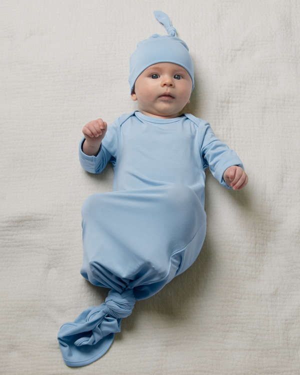 kindred bravely Bamboo Knotted Baby Gown French Blue