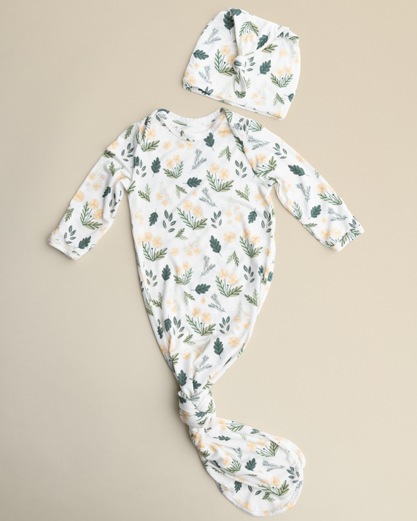 Kindred Bravely Bamboo Knotted Baby Gown Honey Dandelion