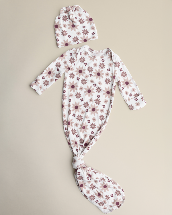 Kindred Bravely Bamboo Knotted Baby Gown Twilight Floral