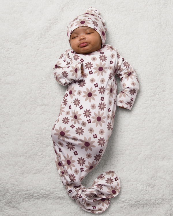 kindred bravely Bamboo Knotted Baby Gown Twilight Floral