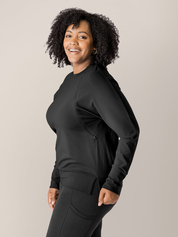 Kindred Bravely Bamboo Maternity & Nursing Crew Neck Sweatshirt Black