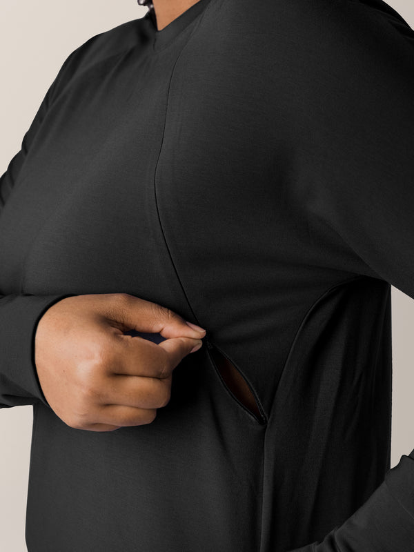 Kindred Bravely Bamboo Maternity & Nursing Crew Neck Sweatshirt Black