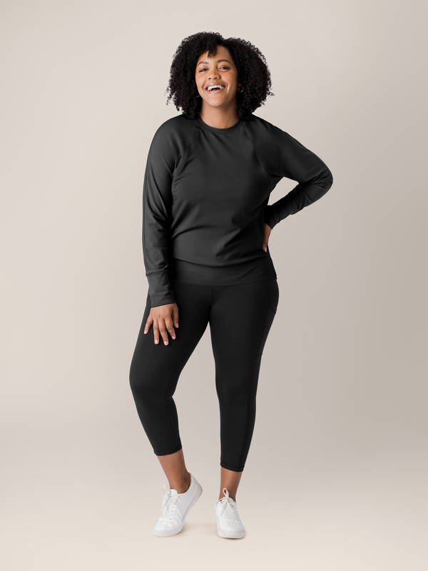 kindred bravely Bamboo Maternity & Nursing Crew Neck Sweatshirt Black