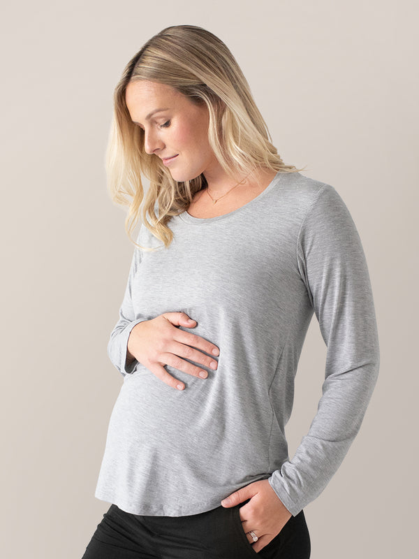 kindred bravely Bamboo Maternity & Nursing Long Sleeve T-shirt Grey Heather