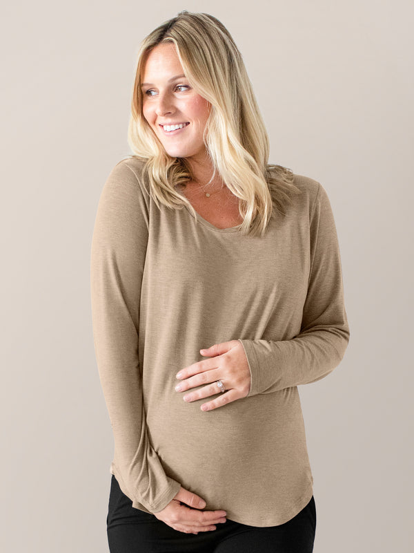 Kindred Bravely Bamboo Maternity & Nursing Long Sleeve T-shirt Wheat