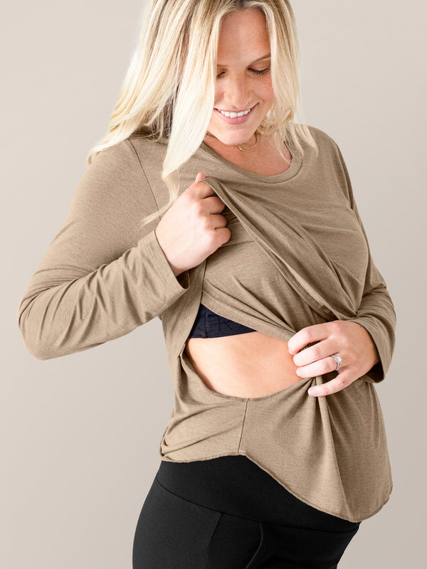 Kindred Bravely Bamboo Maternity & Nursing Long Sleeve T-shirt Wheat