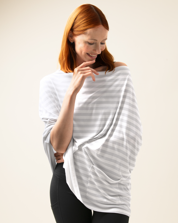 kindred bravely Bamboo Multi-Use Nursing Cover Grey Stripe