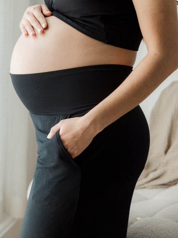 Kindred Bravely Bamboo Wide Leg Maternity & Postpartum Lounge Pant Black
