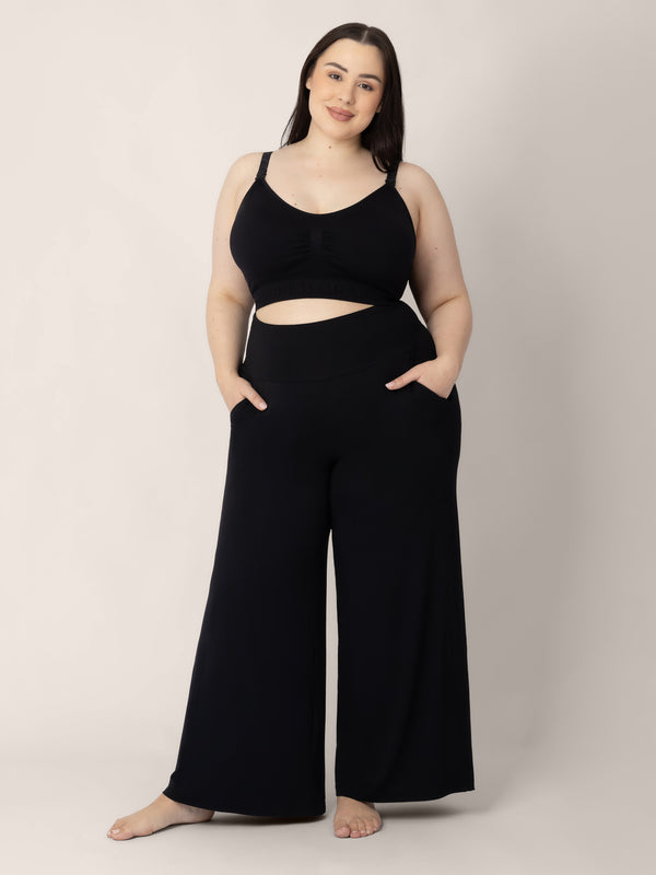 Kindred Bravely Bamboo Wide Leg Maternity & Postpartum Lounge Pant Black