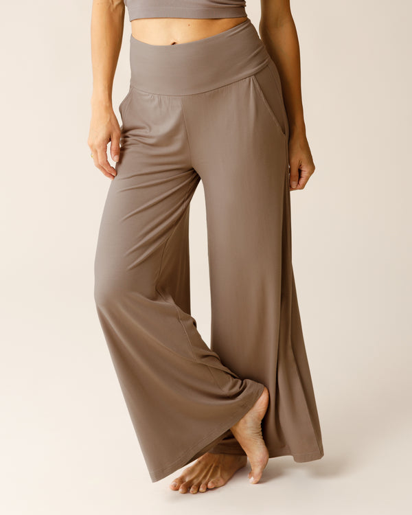 Kindred Bravely Bamboo Wide Leg Maternity & Postpartum Lounge Pant Taupe