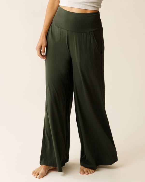 Kindred Bravely Bamboo Wide Leg Maternity & Postpartum Lounge Pant Thyme