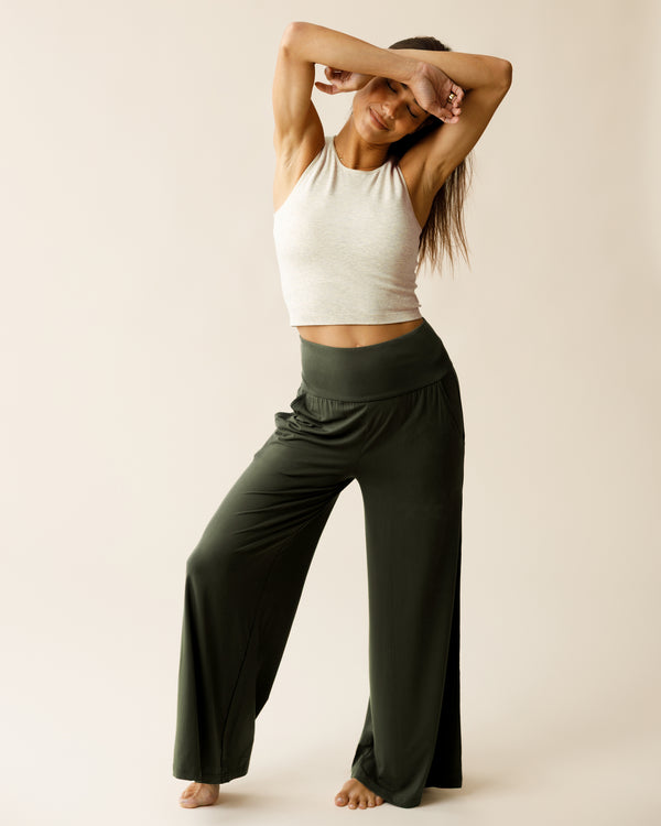 kindred bravely Bamboo Wide Leg Maternity & Postpartum Lounge Pant Thyme