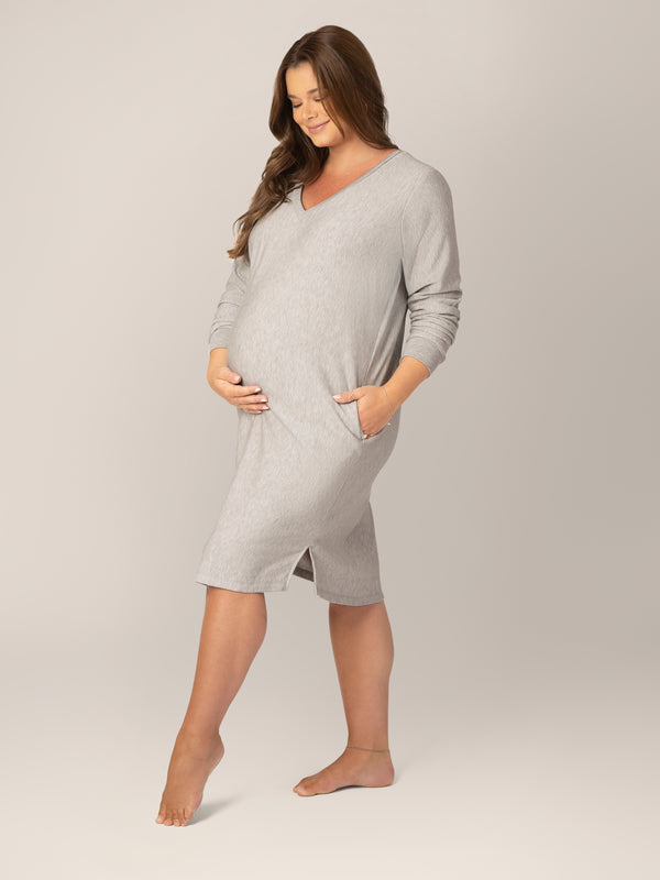 Kindred Bravely Blake Maternity & Nursing Lounge Dress Grey Heather