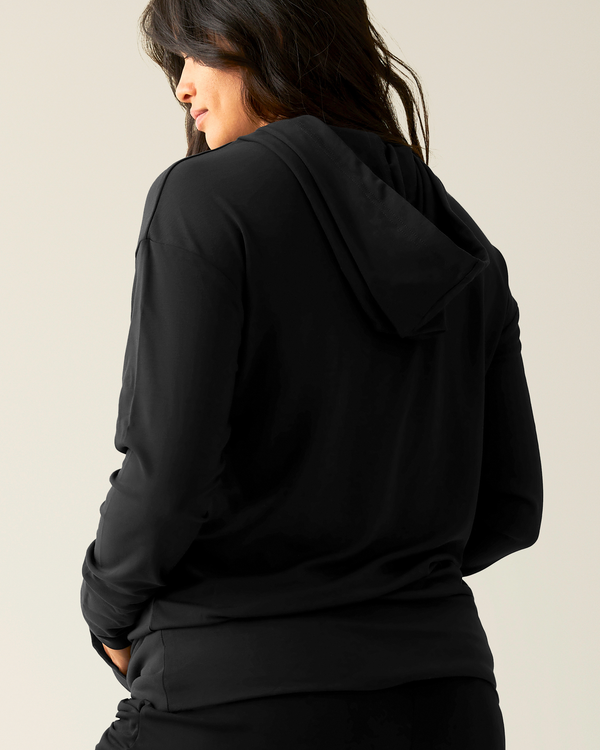 Kindred Bravely Brushed Bamboo Maternity & Nursing Hoodie Black