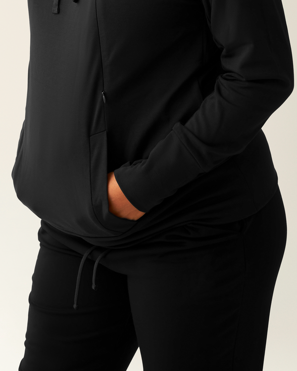 Kindred Bravely Brushed Bamboo Maternity & Nursing Hoodie Black