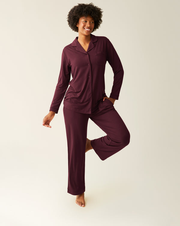 kindred bravely Clea Bamboo Long Sleeve Pajama Set Deep Burgundy