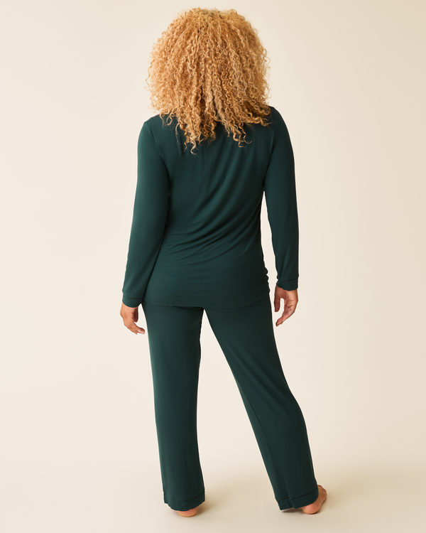 Kindred Bravely Clea Bamboo Long Sleeve Pajama Set Evergreen
