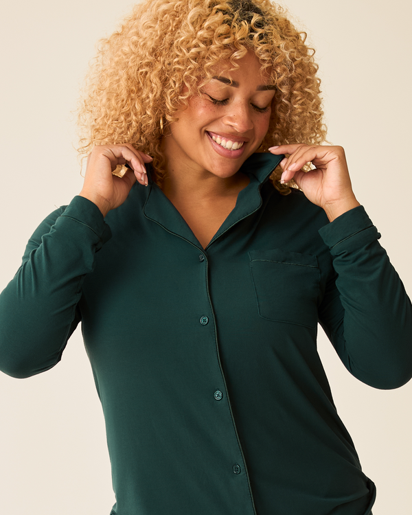 Kindred Bravely Clea Bamboo Long Sleeve Pajama Set Evergreen