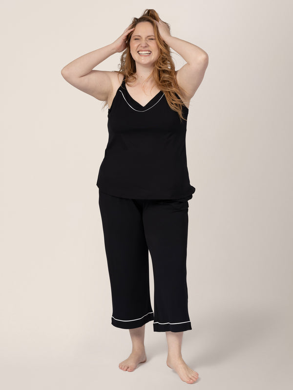 Kindred Bravely Clea Bamboo Nursing Tank & Capri Pajama Set Black
