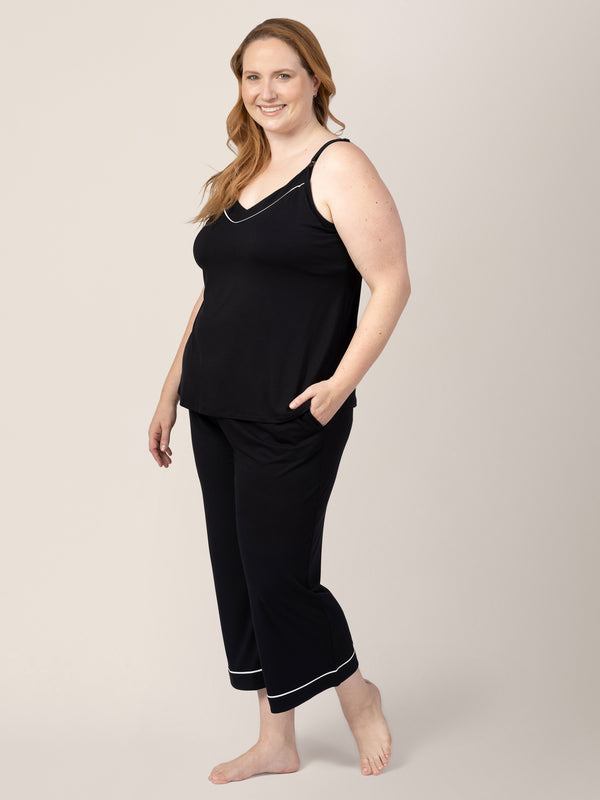 Kindred Bravely Clea Bamboo Nursing Tank & Capri Pajama Set Black