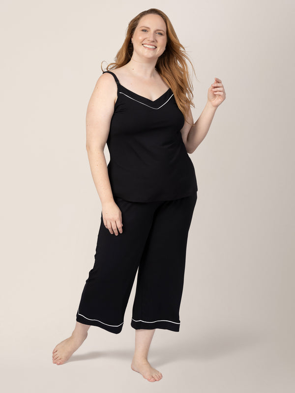 kindred bravely Clea Bamboo Nursing Tank & Capri Pajama Set Black