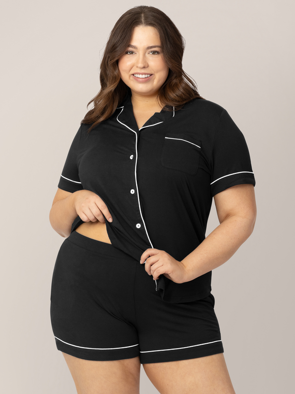 Kindred Bravely Clea Bamboo Short Sleeve Pajama Set Black