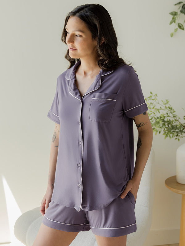 kindred bravely Clea Bamboo Short Sleeve Pajama Set Granite