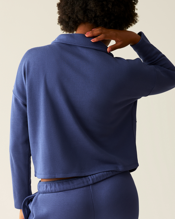 Kindred Bravely Cloud Fleece Half Zip Nursing Pullover Deep Blue