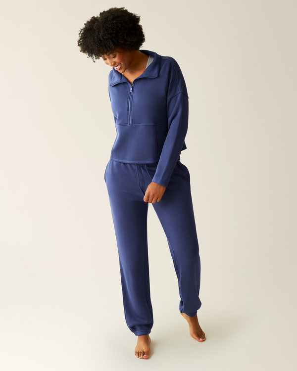 Kindred Bravely Cloud Fleece Half Zip Nursing Pullover Deep Blue