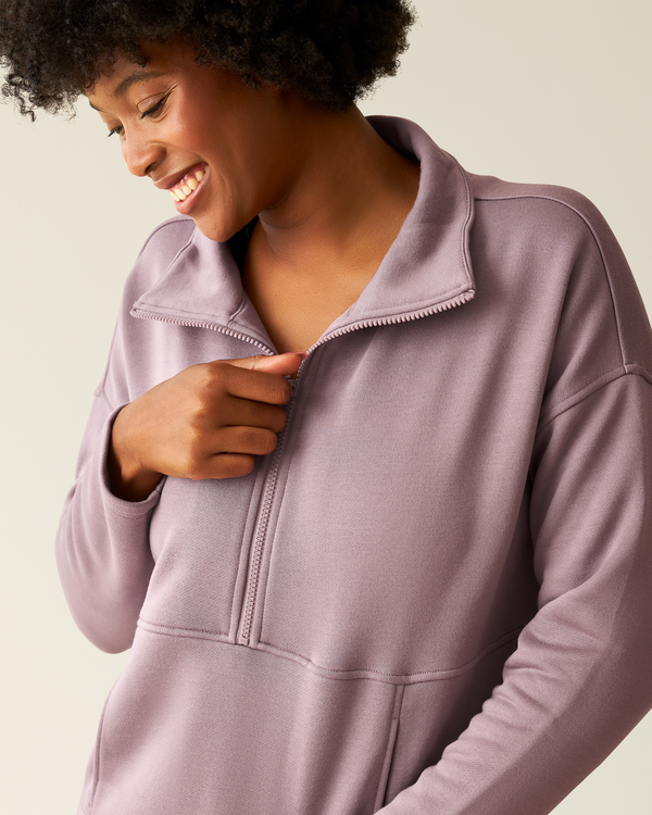 Kindred Bravely Cloud Fleece Half Zip Nursing Pullover Dusty Mauve