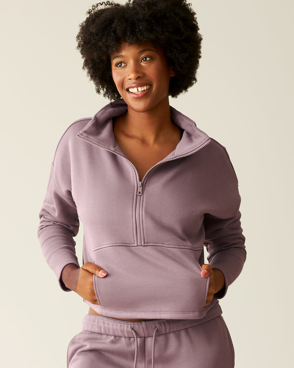 kindred bravely Cloud Fleece Half Zip Nursing Pullover Dusty Mauve