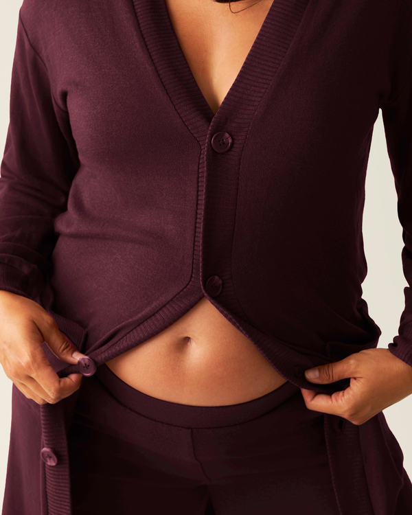 Kindred Bravely CozyKnit Long Cardigan Deep Burgundy