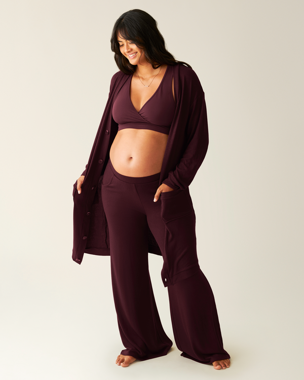 Kindred Bravely CozyKnit Long Cardigan Deep Burgundy