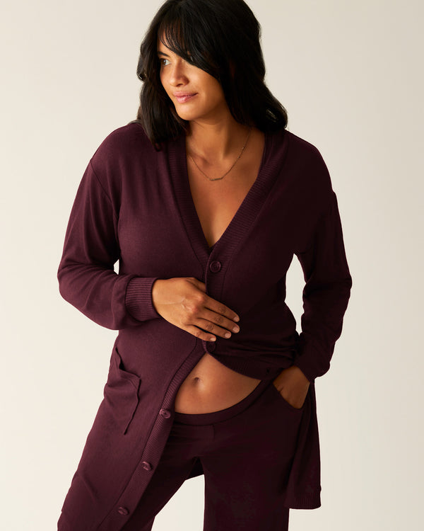 kindred bravely CozyKnit Long Cardigan Deep Burgundy