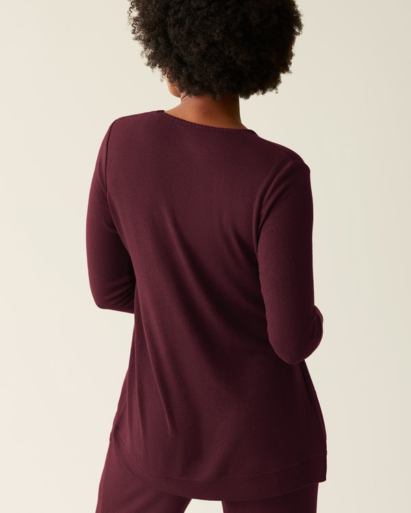 Kindred Bravely CozyKnit Maternity & Nursing V-neck Top Deep Burgundy