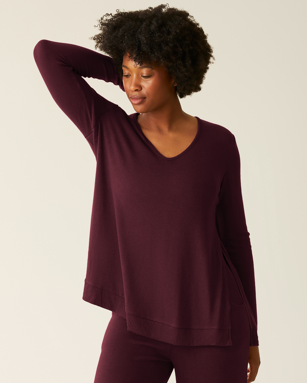 kindred bravely CozyKnit Maternity & Nursing V-neck Top Deep Burgundy