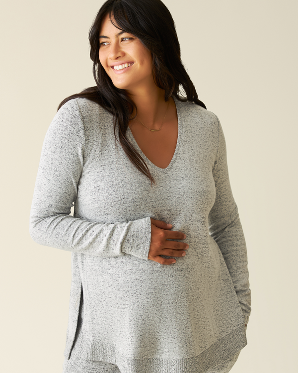 kindred bravely CozyKnit Maternity & Nursing V-neck Top Grey Heather