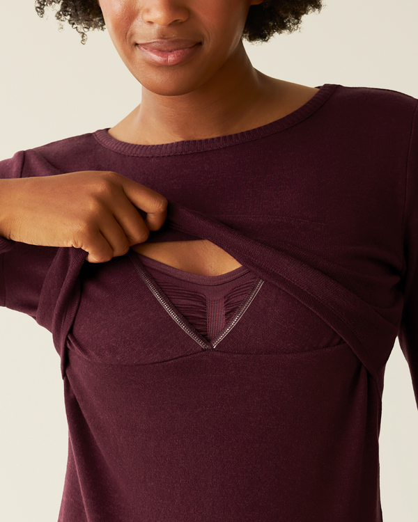 Kindred Bravely CozyKnit Nursing Pajama & Lounge Set Deep Burgundy