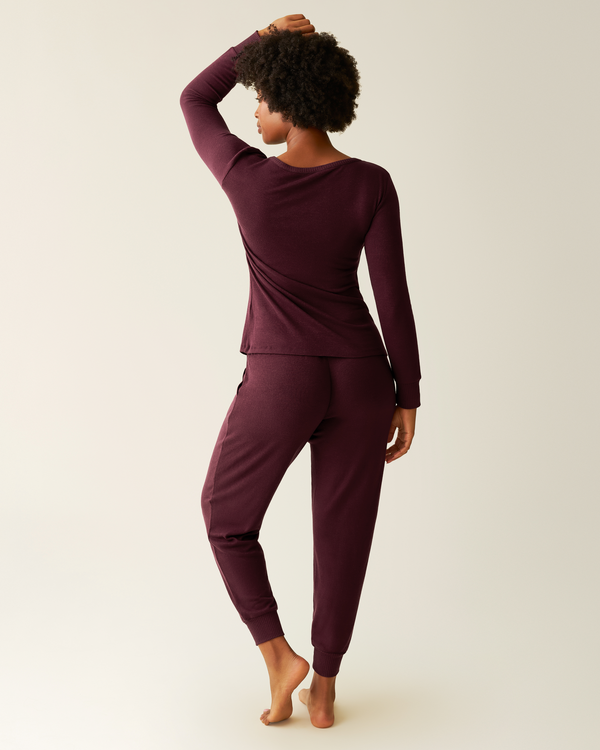 Kindred Bravely CozyKnit Nursing Pajama & Lounge Set Deep Burgundy