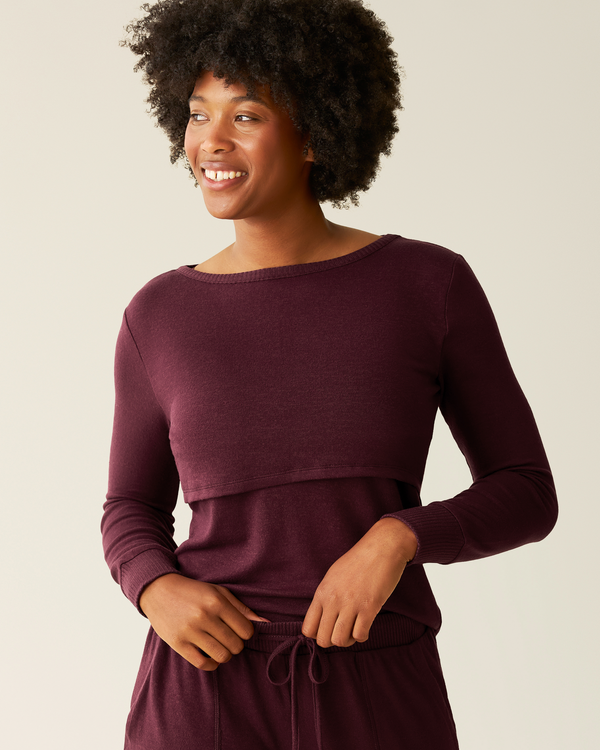 Kindred Bravely CozyKnit Nursing Pajama & Lounge Set Deep Burgundy