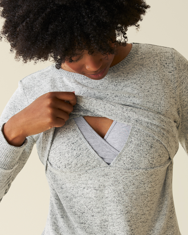 Kindred Bravely CozyKnit Nursing Pajama & Lounge Set Grey Heather