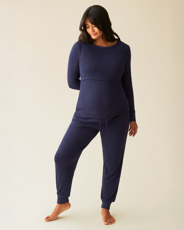 kindred bravely CozyKnit Nursing Pajama & Lounge Set Navy